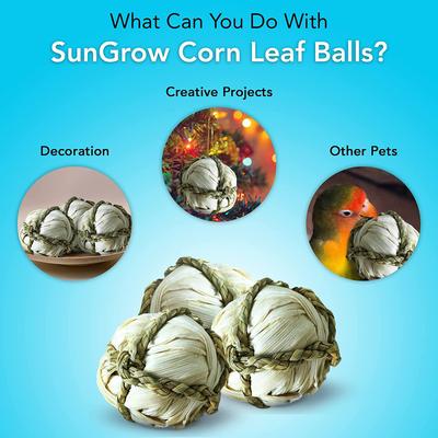 Show full view: SunGrow Natural Corn Leaf Treat Ball Rabbit Interactive Chew Toys for Teeth & Boredom, 2.75-in, 6 count slide 3 of 5