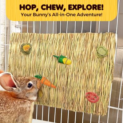 Show full view: SunGrow Natural Grass Chew Mat & Hay Bedding Cage Rabbit, Guinea Pig, & Small Pet Accessories, 1 count slide 5 of 9