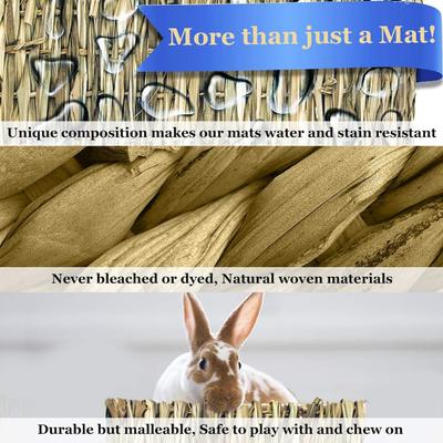 Show full view: SunGrow Natural Grass Chew Mat & Hay Bedding Cage Rabbit, Guinea Pig, & Small Pet Accessories, 3 count slide 3 of 7