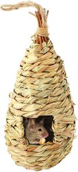SunGrow Natural Grass Woven Rat & Hamster Hideout House & Hanging Hut for Small Animal Cage
