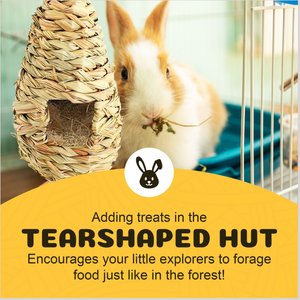 SunGrow Natural Grass Woven Rat & Hamster Hideout House & Hanging Hut for Small Animal Cage