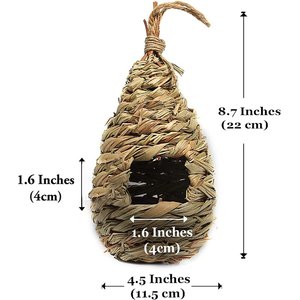 SunGrow Natural Grass Woven Rat & Hamster Hideout House & Hanging Hut for Small Animal Cage