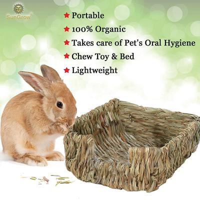 Show full view: SunGrow Handmade Portable Woven Grass Rabbit Bed slide 3 of 7