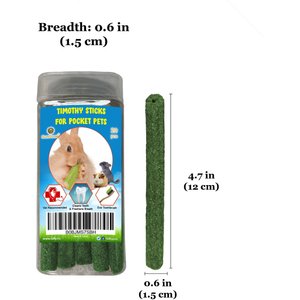 SunGrow Natural Timothy Hay Sticks Rabbit & Guinea Pig Treats, 4.7-in, 20 count