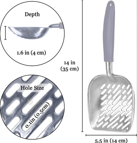 Show full view: SunGrow Durable Metal Cat Litter Scoop for Litter Box Cleaning, Gray slide 6 of 8