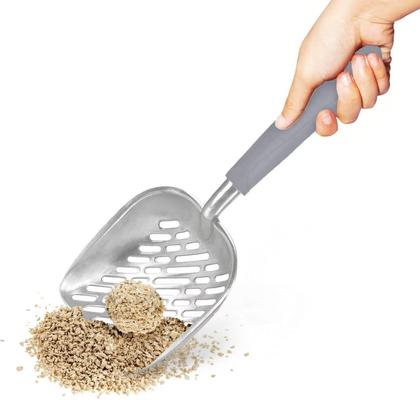 Show full view: SunGrow Durable Metal Cat Litter Scoop for Litter Box Cleaning, Gray slide 3 of 9