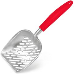 SunGrow Durable Metal Cat Litter Scoop for Litter Box Cleaning, Red