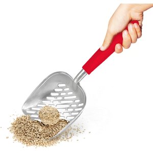 SunGrow Durable Metal Cat Litter Scoop for Litter Box Cleaning, Red