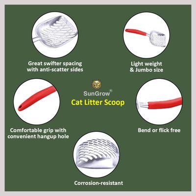 Show full view: SunGrow Durable Metal Cat Litter Scoop for Litter Box Cleaning, Red slide 4 of 8