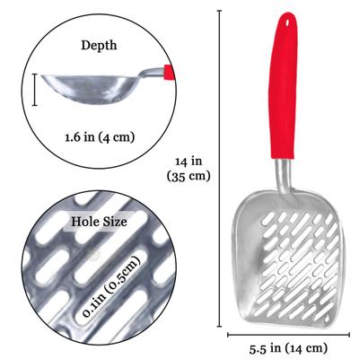 Show full view: SunGrow Durable Metal Cat Litter Scoop for Litter Box Cleaning, Red slide 6 of 8