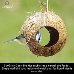 SunGrow Outdoor Coconut Hide & Bird Finch Cage & Hummingbird Bird Nest slide 2 of 5