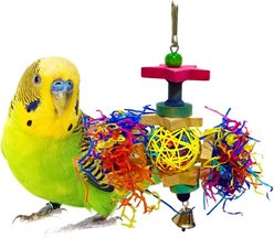 SunGrow Paper Shred with Chew Blocks Parakeet & Cockatiel Foraging & Cage Hanging Accessory