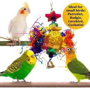 SunGrow Paper Shred with Chew Blocks Parakeet & Cockatiel Foraging & Cage Hanging Accessory