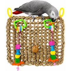 SunGrow Parrot Climbing & Cage Hammock Swing Foraging Net & Activity Play Bird & Small-Pet Chew Mat