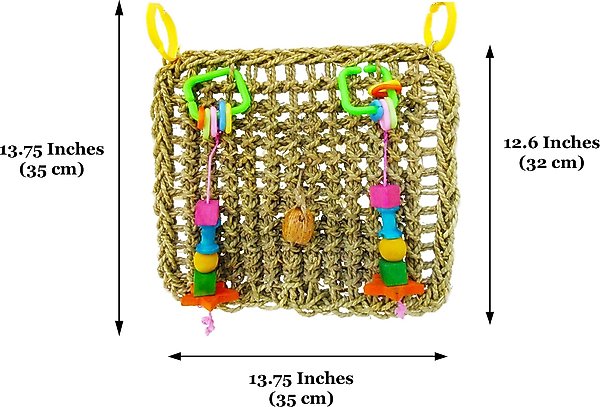 Show full view: SunGrow Parrot Climbing & Cage Hammock Swing Foraging Net & Activity Play Bird & Small-Pet Chew Mat slide 6 of 7