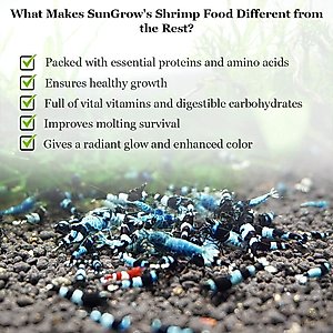 SunGrow Probiotic Powder Supplement for Freshwater Aquarium Baby Cherry Shrimp Food, 2-oz bag