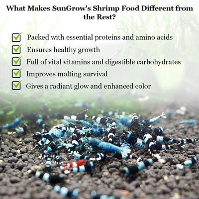 Show full view: SunGrow Probiotic Powder Supplement for Freshwater Aquarium Baby Cherry Shrimp Food, 2-oz bag slide 3 of 8