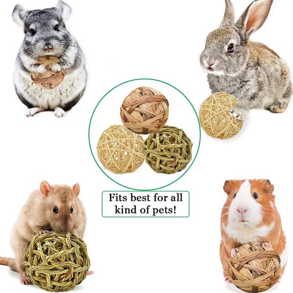 Show full view: SunGrow Rabbit Assorted Chew Ball Treats Cat & Guinea Pig Teeth Cleaning & Grinder, 3 Count slide 5 of 7