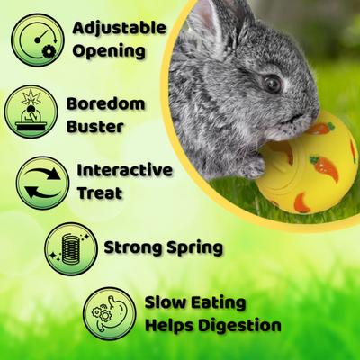 Show full view: SunGrow Rabbit Enrichment Small Pet Carrot Treat Dispensing Ball Toy, Yellow, 3-in slide 4 of 6