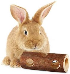 SunGrow Rabbit & Gerbil Chew Dwarf Hamster Hideout & Play Tunnel Wooden Log, 8-in