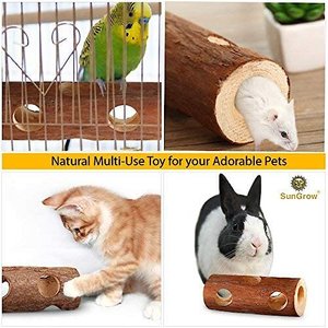 SunGrow Rabbit & Gerbil Chew Dwarf Hamster Hideout & Play Tunnel Wooden Log, 8-in