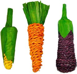 SunGrow Rabbit & Guinea Pig Veggie Chew Small Pet Teeth Grinding Toy, 3 count