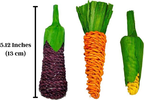 SunGrow Rabbit & Guinea Pig Veggie Chew Small Pet Teeth Grinding Toy, 3 count