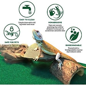 SunGrow Reptile Carpet Substrate & Floor Liner for Bearded Dragon & Leopard Gecko Tank, Green Mat Bedding