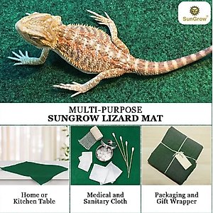 SunGrow Reptile Carpet Substrate & Floor Liner for Bearded Dragon & Leopard Gecko Tank, Green Mat Bedding