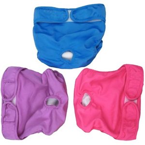 SunGrow Reusable Female Cat & Dog Diapers for Heat Cycle, 9-in to 15-in waist, 3 count