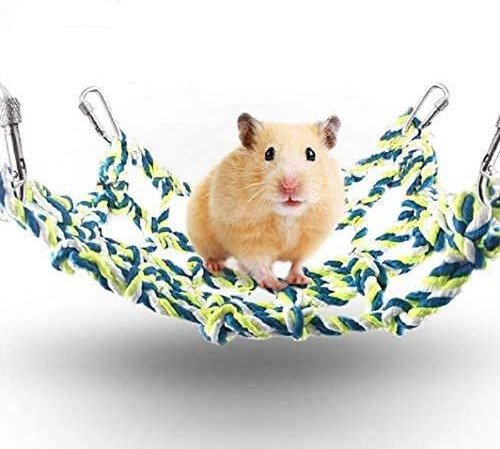 SUNGROW Rope Net Hamster & Rat Hammock, Small Pet Bed & Climbing Toys ...
