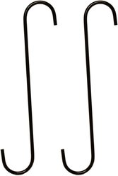 SunGrow S Hook Heavy Duty Metal Bird Feeder & Hanging Plant Holder, Black, 12-in, 2 count