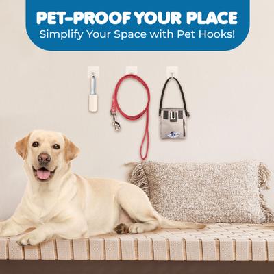 Show full view: SunGrow Self Adhesive Wall Hooks for Hanging Dog & Cat Collar Leash & Bell, Bathroom & Kitchen Hangers, 8 Count slide 3 of 8