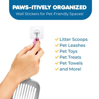 Show full view: SunGrow Self Adhesive Wall Hooks for Hanging Dog & Cat Collar Leash & Bell, Bathroom & Kitchen Hangers, 8 Count slide 4 of 8