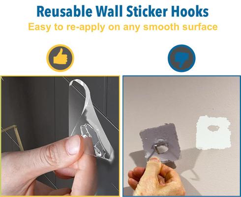 Show full view: SunGrow Self Adhesive Wall Hooks for Hanging Dog & Cat Collar Leash & Bell, Bathroom & Kitchen Hangers, 8 Count slide 6 of 8