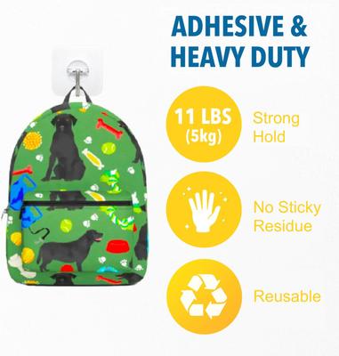 Show full view: SunGrow Self Adhesive Wall Hooks for Hanging Dog & Cat Collar Leash & Bell, Bathroom & Kitchen Hangers, 8 Count slide 7 of 8