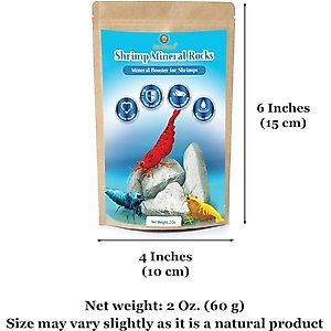 SunGrow Shrimp Mineral Rocks for Molting, Aquarium Calcium Supplement, 1.8-oz