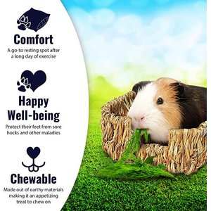 SunGrow Small-Pet Guinea Pig & Chinchilla Natural Chew Comfy Sleeping Basket Grass Bed