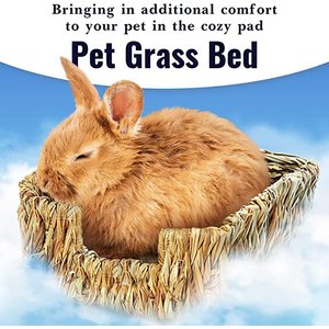 SunGrow Small-Pet Guinea Pig & Chinchilla Natural Chew Comfy Sleeping Basket Grass Bed