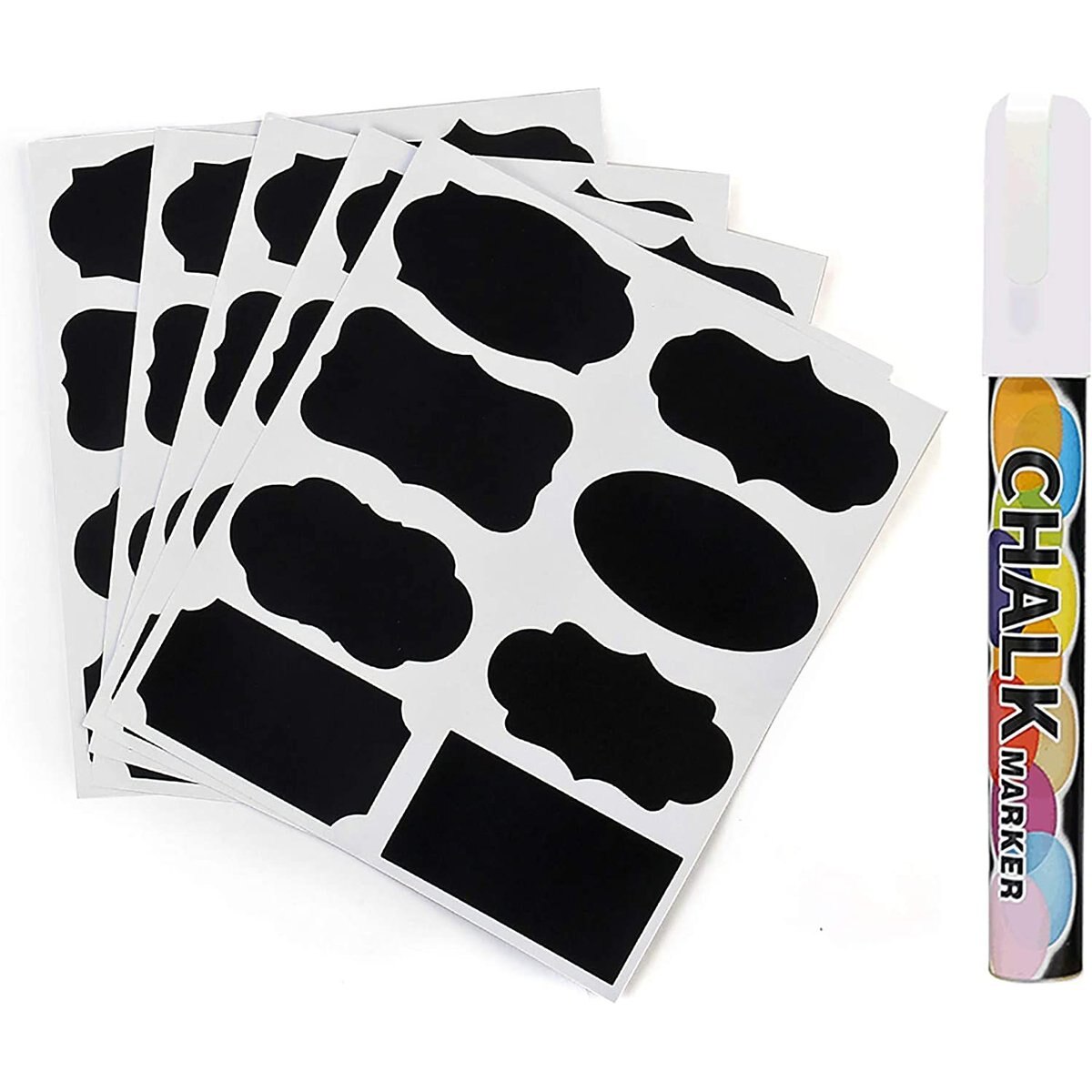 SunGrow Sticker Chalkboard Labels for Cat & Dog Food Storage Container & Kitchen Jars, 96 count