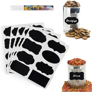 SunGrow Sticker Chalkboard Labels for Cat & Dog Food Storage Container & Kitchen Jars, 96 count 