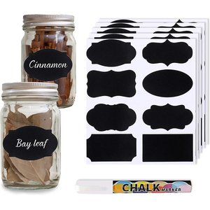 SunGrow Sticker Chalkboard Labels for Cat & Dog Food Storage Container & Kitchen Jars, 96 count 
