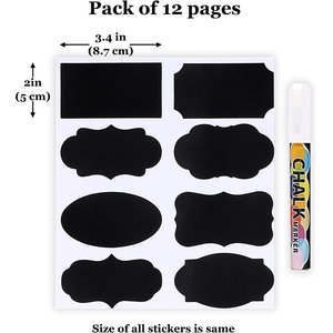 SunGrow Sticker Chalkboard Labels for Cat & Dog Food Storage Container & Kitchen Jars, 96 count 