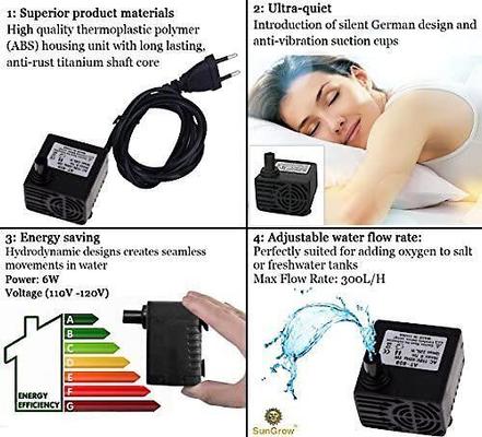 Show full view: SunGrow Submersible Aquarium Powerhead for Fish Tank, Pond & Cat Water Fountain Pump Replacement, Small, 53 GPH slide 7 of 9