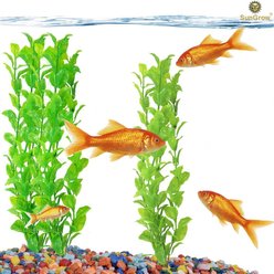 SunGrow Tall Aquarium Plastic Plants Betta Fish Hide Tank Decorations, 10-in, 3 count slide 2 of 5
