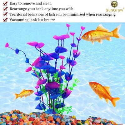 Show full view: SunGrow Tall Aquarium Plastic Plants Betta Fish Hide Tank Decorations, 9-in, 3 count slide 3 of 7