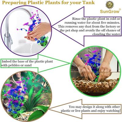 Show full view: SunGrow Tall Aquarium Plastic Plants Betta Fish Hide Tank Decorations, 9-in, 3 count slide 5 of 7