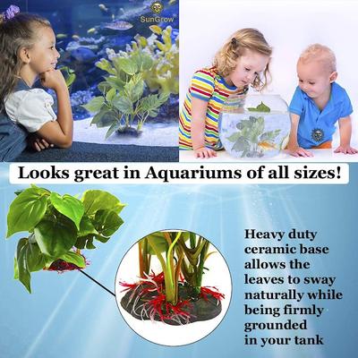 Show full view: SunGrow Tall & Large Artificial Plastic Leaf Plants for Fish Aquarium Decoration & Reptile Hideout slide 5 of 7