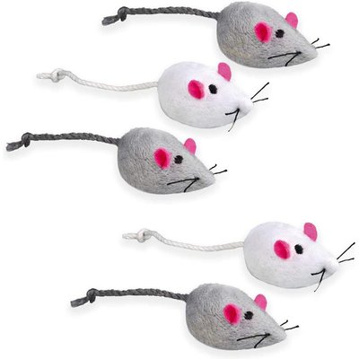 SunGrow SunGrow Teething Chews Cat & Ferret Chase & Kicker Mouse Plush Toy, 5 count