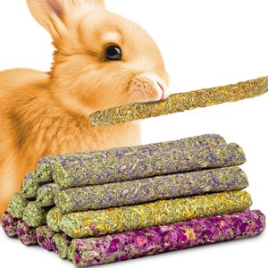 SunGrow Timothy Hay Flower Sticks Rabbit & Guinea Pig Chew Training Treat, 15 count